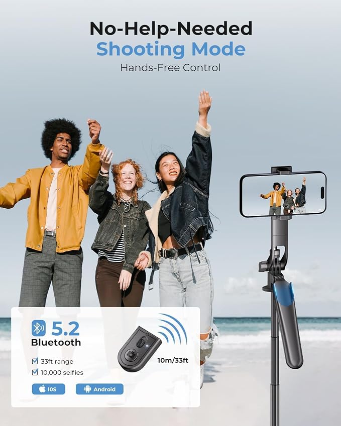 72" Phone Tripod, Tripod for iPhone with Wireless Remote Control, Portable Selfie Stick for iPhone, Live Streaming, Video Recording, Compatible with Cell Phones, Cameras - Image 5