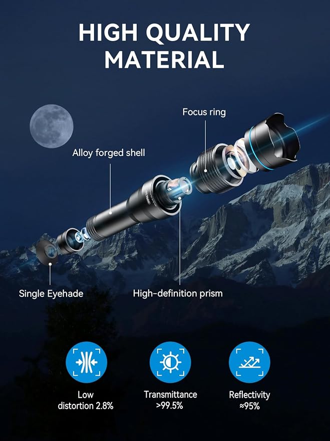 MIAO LAB 28X HD Telephoto Lens for iPhone/Samsung/Android, High Power Telephoto Camera Lens with Universal Clip Compatibility Most Smartphone - 28X - Image 3