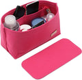 Doxo Purse Organizer Insert for Handbags & Base Shaper 2pc Set, Felt Neverfull MM Organizer Insert, Tote Bag Organizer with Zipper Pocket and Bottle Holder, Fit Speedy 30 Neverfull MM and More,Rose-L by Doxo