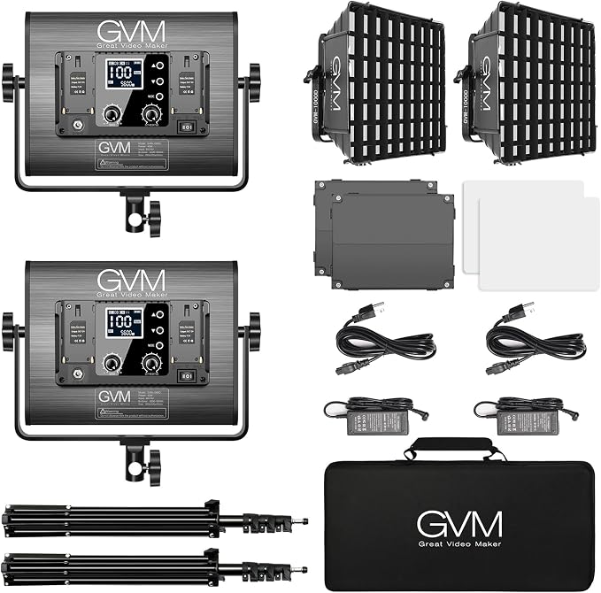 GVM 1000D RGB Led Video Light with 2 Softboxes, Photography Lighting Kit with Bluetooth Control, Full Color Video Lighting Kit with 18 Applicable Scenes, 2 Packs Led Light Panel for Video Shooting - Image 8