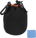 PATIKIL Camera Lens Pouch, 4" ID x 6" H Drawstring Orange Interior Lens Pouch Protective Camera Lens Case Bag Soft Plush Neoprene Bag for DSLR Photography Gear, Black/Orange by PATIKIL