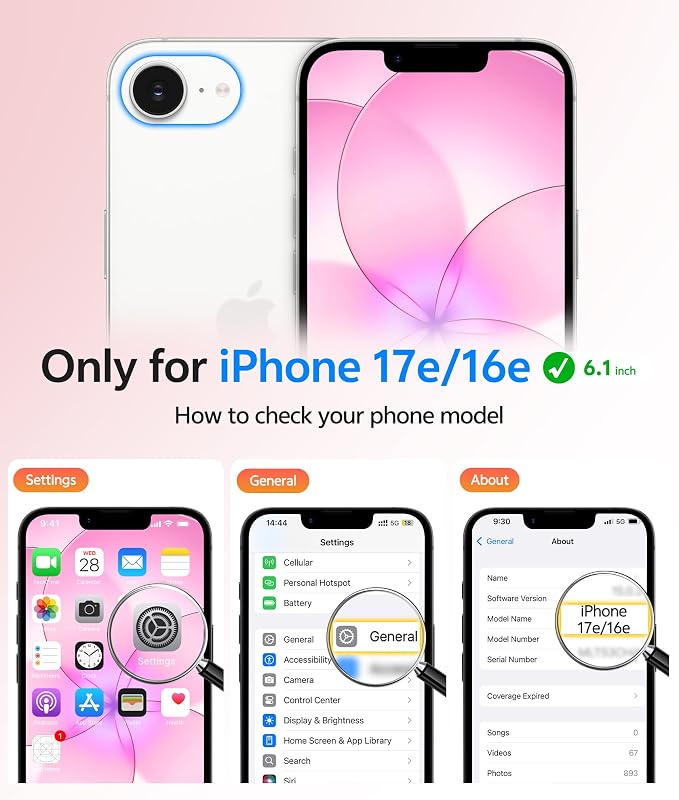 FNTCASE for iPhone 17e/ iPhone 16e Case, Fit for Magsafe, Screen Protector | Translucent Matte Magnetic Back, 14FT Military Grade Drop Protection, Shockproof Protective Phone Cover, Pink - Image 2