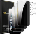 Romkasi 3 Pack Privacy Screen Protector for iPhone 16e 6.1 Inch with 3 Pack Camera Lens Protector, Anti Spy Tempered Glass Film, Anti-Scratch, Touch Sensitive, Case Friendly by Unknown