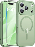FNTCASE for iPhone 17 Pro Case, Fit for Magsafe, Screen Protector | Full Camera Protection, Translucent Matte, 14FT Military Grade Drop Proof, Shockproof Protective Phone Cover, Light Moss by FNTCASE