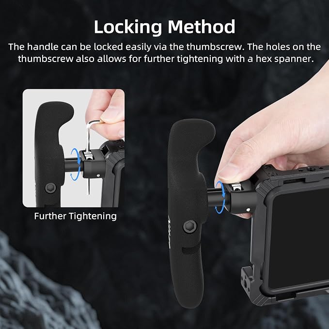 Nitze Side Handle Kit with 1/4" Screw and Retractable Locating Pins- PA32D | 360° Adjustable, Left and Right Side Handles, For Smartphone / iPad / Monitor / Camera Cages - Image 6