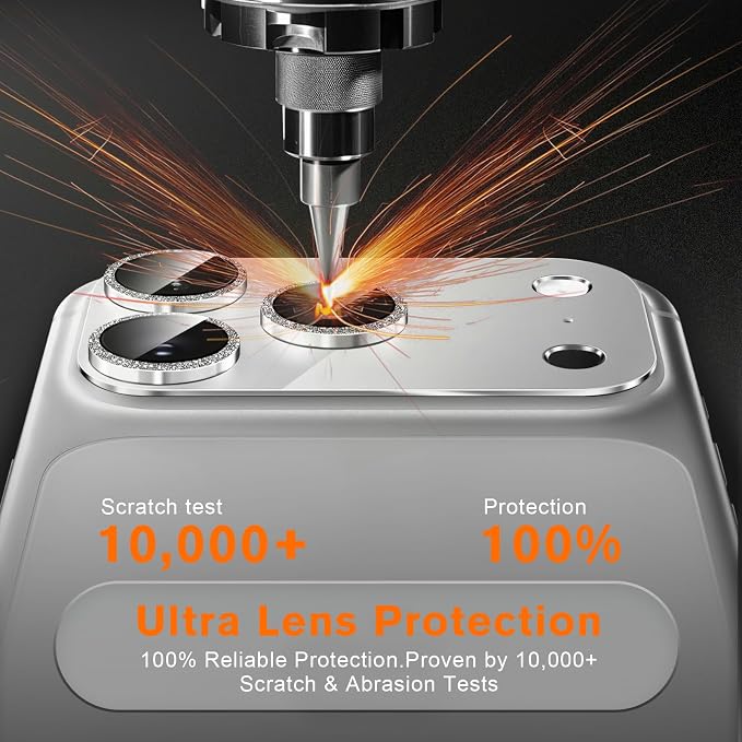 2 Pack for iPhone 17 Pro Max Camera Lens Protector | Bling Tempered Glass 9 Hardness,Anti-Scratch High Definition Camera Screen Protector (Silver) - Image 4