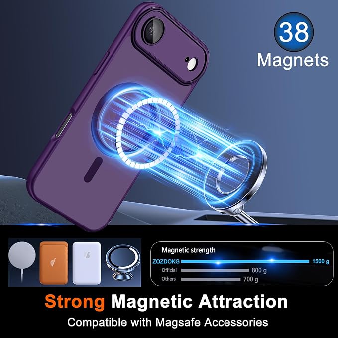 for iPhone Air Case with Privacy Screen Protector, Purple | Full Camera Protector, Magnetic, Compatible with MagSafe, Translucent Matte Shockproof Cover for iPhone 17 Air Women Girls - Image 4