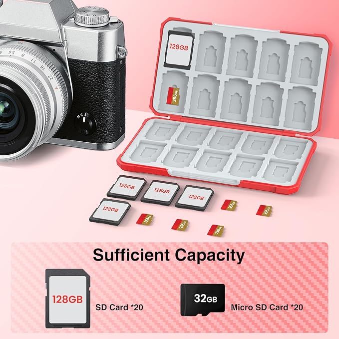 HEIYING SD Card Holder with 40 Precise Slots for SDXC SDHC Micro SD Cards | Portable SD Card Case, Hard ABS Shell with Soft Silicone Lining, Precise Card Slots,Magnetic Closure for Neat Storage - Image 2