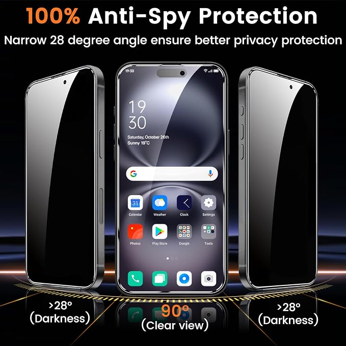 Lesakit 4+4 Pack Privacy Screen Protector for iPhone 16 6.1-Inch with 4 Pack Camera Lens Protector, Anti Spy Tempered Glass Film 9H Hardness Case Friendly - Image 3