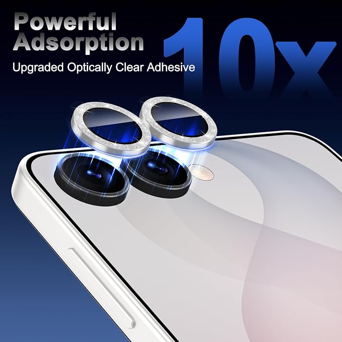 Meshine for Samsung Galaxy Z Flip 8 Camera Lens Protector,Scratch Proof,Strong Adsorption,9H Hardness with Metal Ring Camera Cover,Ultra Thin Case Friendly,Accessories Lens Protector,Glitter Sliver - Image 4