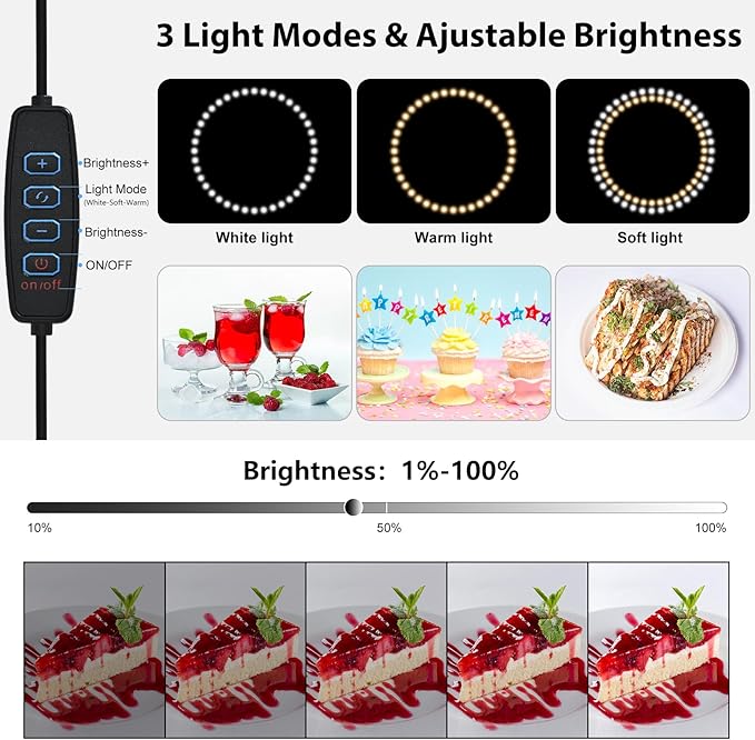 BENOISON Light Box Photography 16"x16" Portable Shooting Tent with 120 LEDs & 6 Backdrops for Jewelry Watches Cosmetics Food Photography - Image 6
