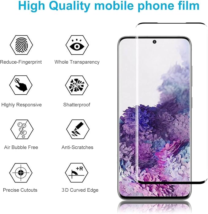 Didisky 3 Pack Screen Protector for Samsung Galaxy S20 5G 6.2'' (Not for S20 Plus +,S20 Fe,S20 Ultra,) 3D Full Coverage,Easy to Install,Transparent,9H Tempered Glass Film,Soft Touch, Scratch-Resistant - Image 2