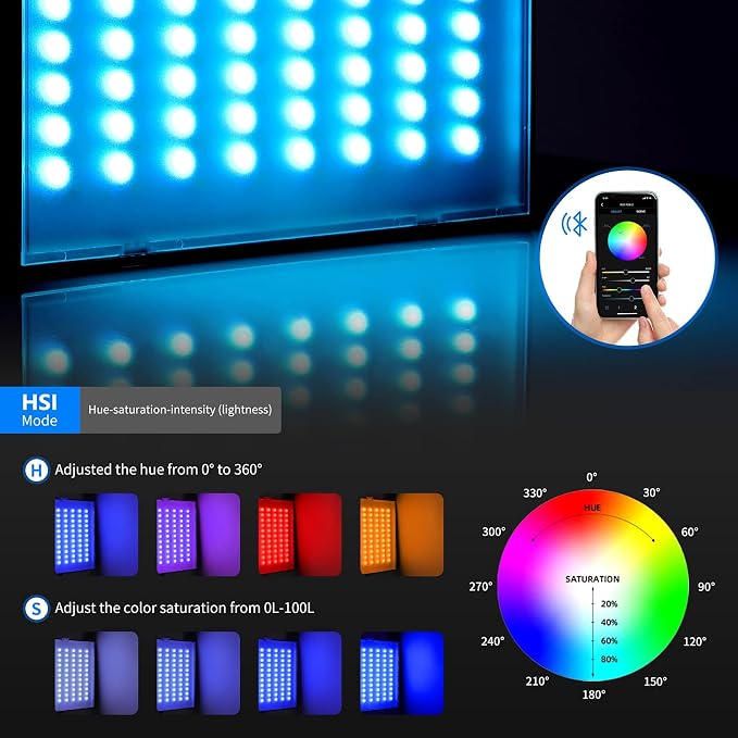 NEEWER 2 Pack RGB Video Light with Tripod Stands NP-F550 Batteries, Studio LED Panel Key Lighting Kit for Game Streaming YouTube Recording Photography Photoshoot Podcast, APP Control/CRI97+, RGB-P280 - Image 4