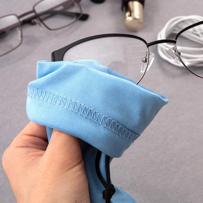 TRIUMPH VISION Glasses Case Soft Eyeglass Case Sunglass Pouch Cloth 3 Pack | Thick Microfiber Pouch Drawstring Pouch Eye Glass Bag Sunglasses Sleeve Storage, Lens Protection Cover,Cleaning Lens Screen - Image 5