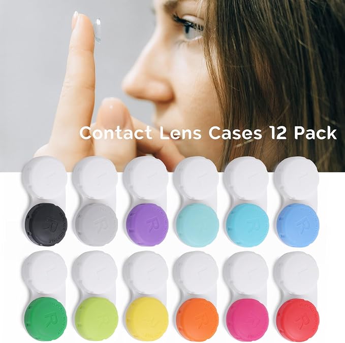 DEWSENSI Contact Lens Case, 12 Pack Colorful Empty Contact Lens Cases Box Holder Container for Storage, Travel, Daily Home Use - Image 6
