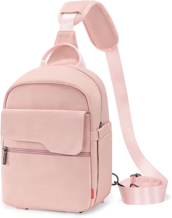 Cwatcun Large Canvas Sling Bag, Crossbody Chest Bag with Tripod Holder | Fits 1body +2lenses +9.7" iPad +6.7"phone.Waterresistant canvas with rain cover, tripod holder, adj strap 29.5-51.2". by FocusonCameraBag