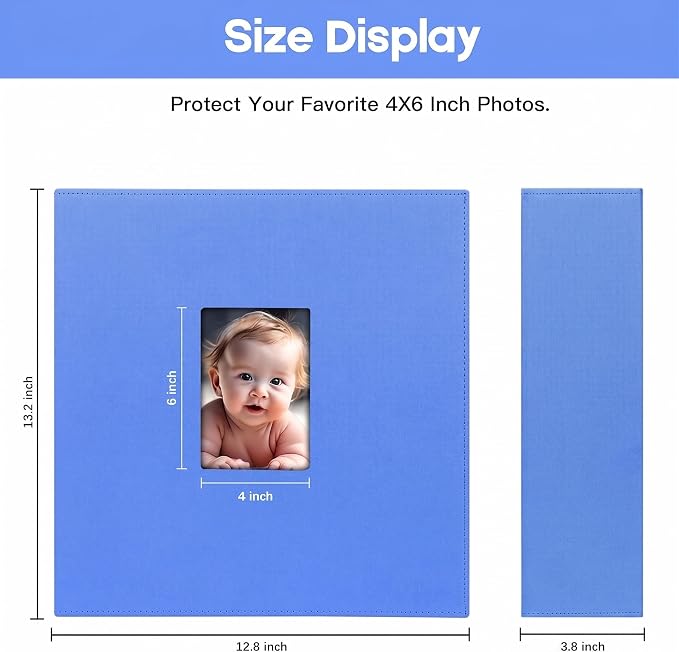 Extra Large Capacity 4x6 Photo Album, Holds 1000 Photos, Blue | Linen Hardcover, Horizontal & Vertical 4x6 Pockets, Removable Acid-Free Pages, Front Display Window, Family, Wedding & Travel - Image 7