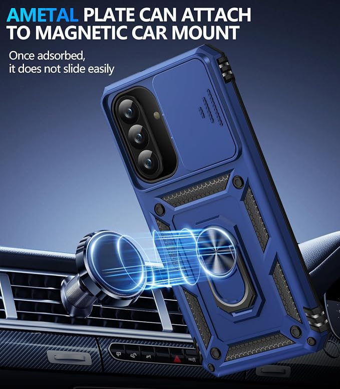 Taisairu for Samsung Galaxy A37 Case/A36 Case with Screen Protector & Slide Camera Lens Cover, Built-in Ring Stand Shockproof Protective Case for Samsung A37 5G Case/Samsung A36 5G Case (Blue) - Image 5