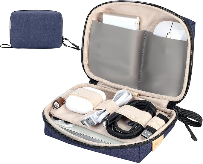 SIMTOP Small Electronics Organizer Travel Case, Portable Tech Case Pouch for Cable, Charger, Phone & Earbuds – Water-Resistant Cord Storage for Commute, Office & Business Trip – Compact Design by SIMTOP