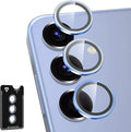for Samsung Galaxy S25 Camera Lens Protector, Individual Metal Ring Tempered Glass Lens Cover, [Strong Adsorption] Scratch Resistant Ultra-Thin HD Clear Lens Cover, 1 Set-Blue by Btscase