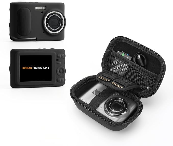 SQERO Camera Case Kit for Digital Camera KODAK PIXPRO FZ45, Hard Case with Soft Silicone Camera Cover, Lens Protective Design, SD Card Storage Travel Carry Cute Bag Small by SQERO