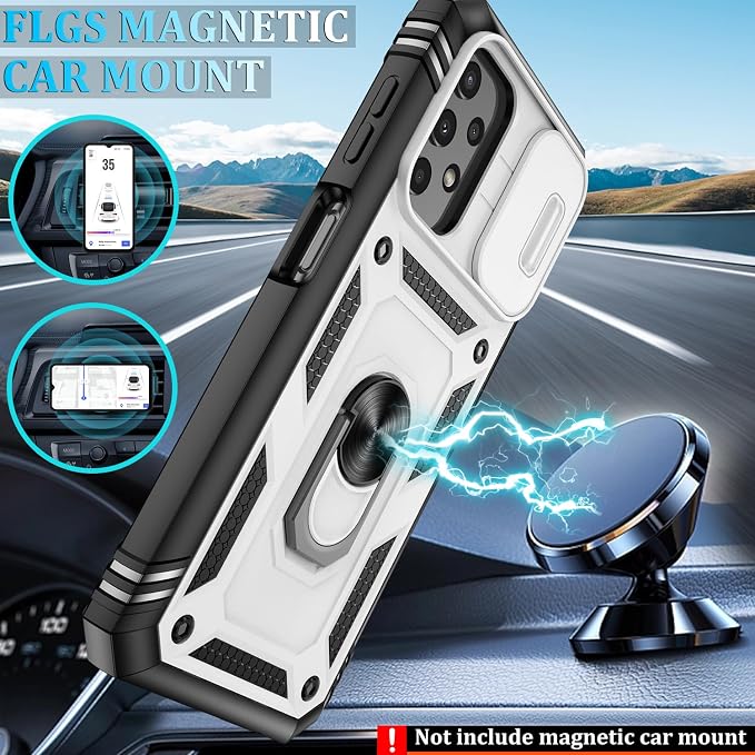 Gritup for Samsung Galaxy A13 4G Case with 2PCS Screen Protector, Build in 360° Rotating Ring Kickstand, Military Grade Protective Cover for A13 4G Phone, White+Black - Image 6