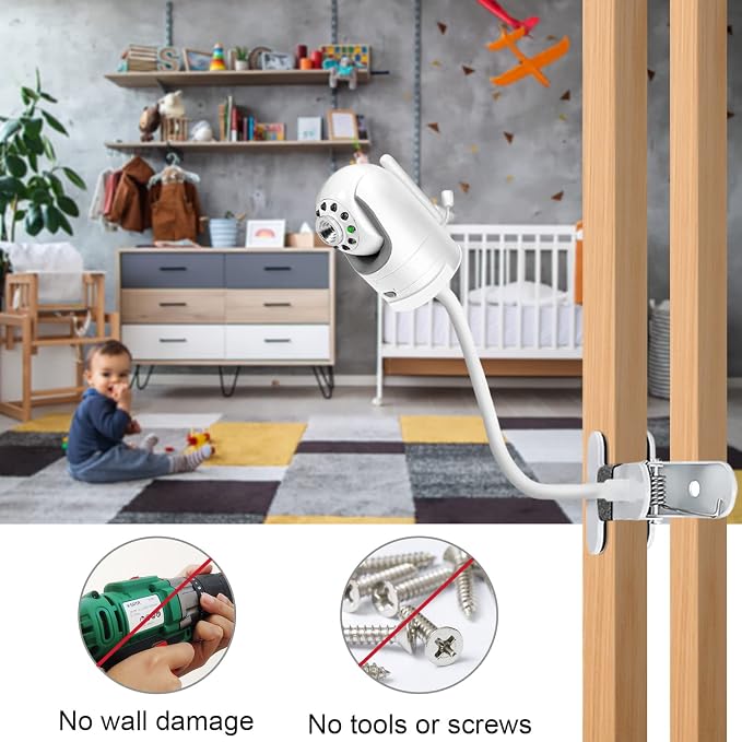 AOZTSUN Flexible Clip clamp Mount Compatible with Infant Optics DXR-8 and DXR-8 PRO Video Baby Monitor Camera 15.7 inches Flexible Long Gooseneck Arm, Baby Monitors Holder for Crib Baby Camera Stand - Image 6