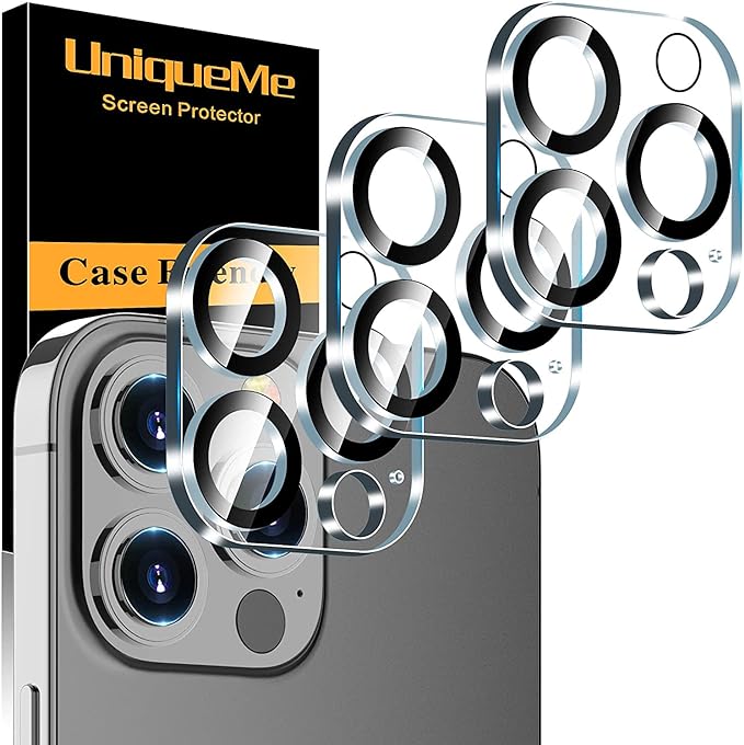 UniqueMe 3 Pack for iPhone 13 Pro/13 Pro Max Camera Lens Protector-Clear | Tempered Glass, Case Friendly, New version, Scratch-Resistant, Easy Installation by UniqueMe