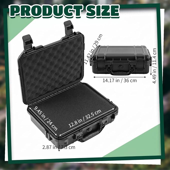 Relaxweex 14.3 x 11.4 x 4.5 Inch Black Waterproof Hard Case, Grid Shell | DIY Customizable Foam Insert, Portable Protective Case with Knife, Shockproof, Camera Drones Equipment Tools Test Instruments - Image 2