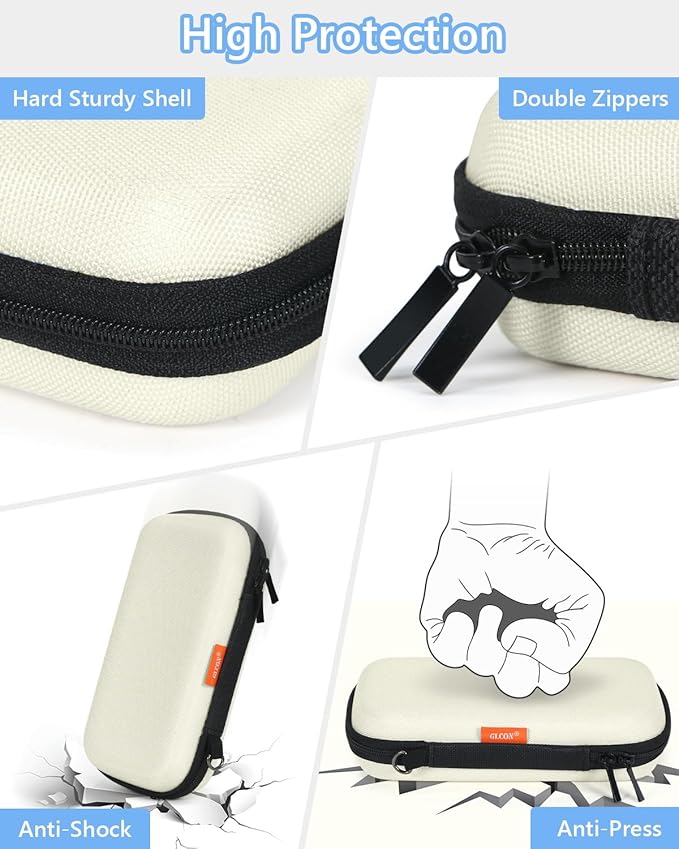 Off White Small Hard Carrying Case, Portable Tech Organizer Pouch | Universal Storage Bag for Cable, Cord, MP3, Card, Car Key, Cash, SD Card, Tech Accessories, Zipper - Image 4