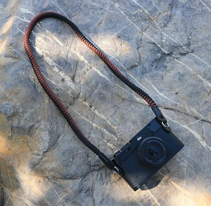 Paracord Woven Camera Neck Shoulder Strap Belt Hand Compatible with Canon Nikon Sony Olympus Pentax Fujifilm Panasonic SLR DSLR Digital Mirrorless Cameras 36inch Black Brown - Image 2