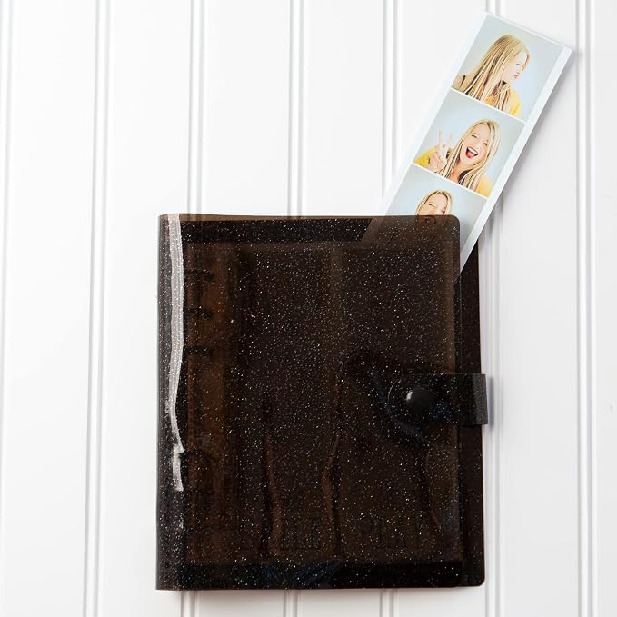Photo Album For 2X6 Photo Booth Slip In Strips And 4X6 Pictures - 6 Ring Notebook Binder With 20 2 By 6 Sleeves - Fits 80 Photobooth Prints (DARK CHOCOLATE SPARKLE, 2X6) - Image 2