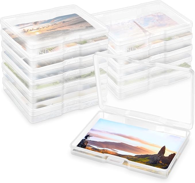 12 Pcs Photo Storage Box 5 x 7 Inches, Photo Organizers and Storage | Clear, Acid-Free Photo Storage Container, Stackable Craft Keeper for Photos, Cards, Stamps, Scrapbooking, Office Supplies etc by FAAYUCK