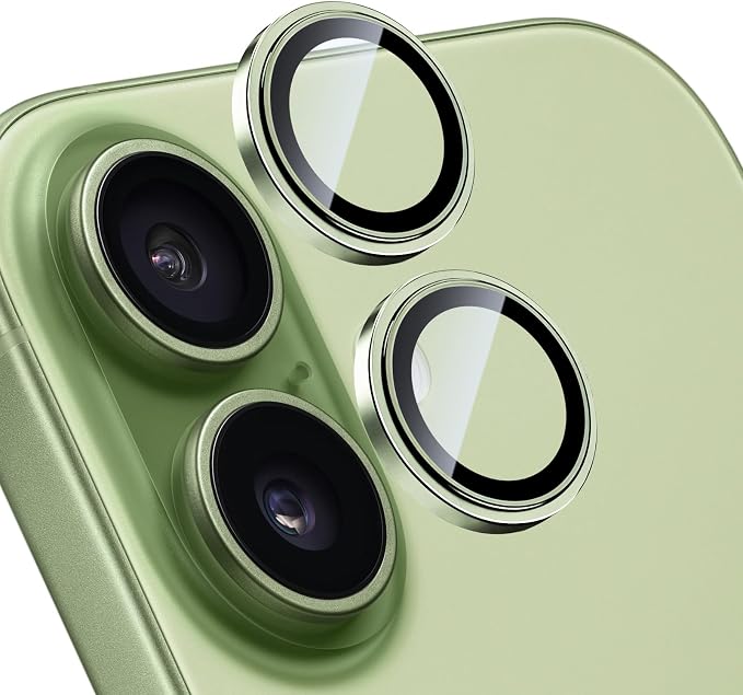 Camera Lens Protector for iPhone 17, Green | AR+AF, 9H Tempered Glass, Individual Metal Ring, Anti Glare, Fall Protection, Camera Screen Cover by TENOC