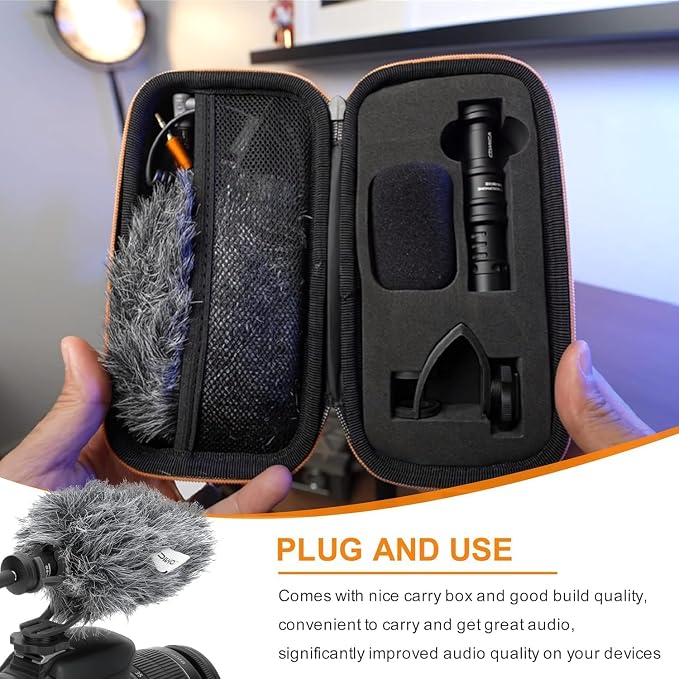 Camera Microphone,Comica CVM-VM10II Professional Video Microphone with Shock Mount, Deadcat,Compact Shotgun Mic Compatible with iPhone,DSLR Camera,Android Smartphones- Perfect for TikTok YouTube Vlog - Image 8