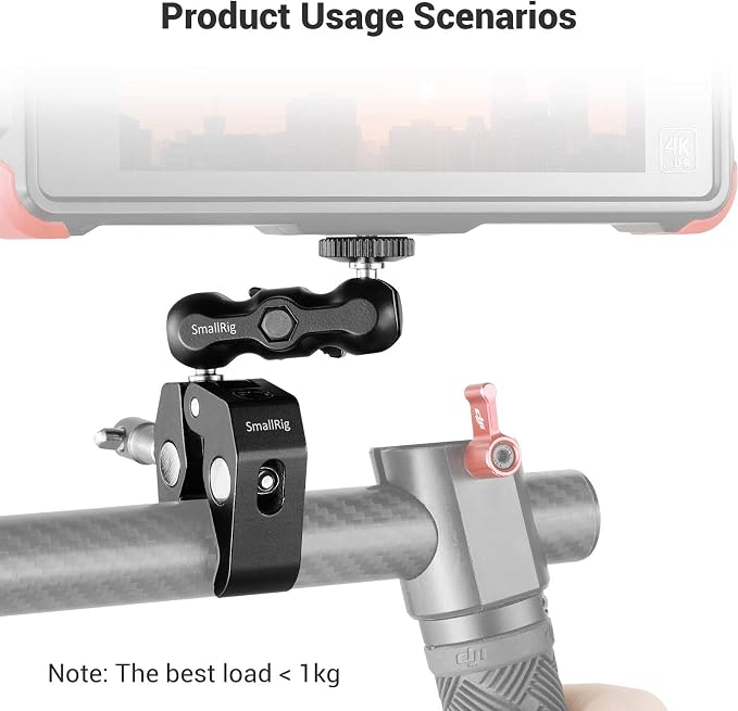 SMALLRIG Ballhead Clamp Double Ball Adapter with Bottom Clamp(4 pcs) | Clamps diameter up to 54mm, Max load up to 1kg - Image 6