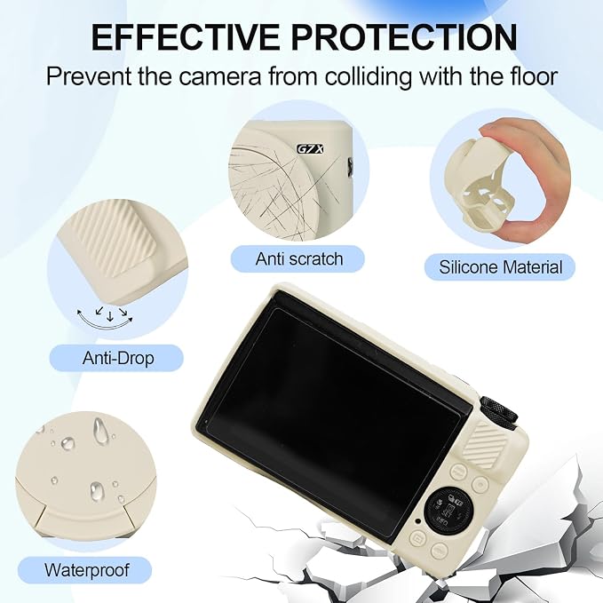 Case with Removable Lens Cover for Canon G7X Mark II/G7XII Camera(Beige) | Soft Silicone Camera Protective Case,Slim Fit,Anti-Scratch,Dustproof,Shockproof,Camera Accessories,For Travel,Daily Use - Image 2