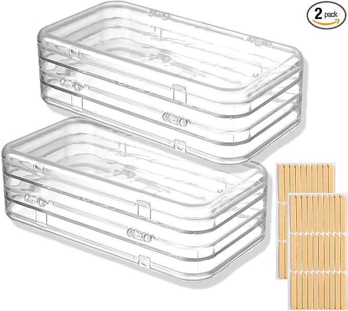 2 Pack Tri-Fold Press On Nail Organizer Case - 4-Page Portable Storage Box for Fake Nails, Clear PET Plastic Travel Holder (6×3.2×1.8 inch) by Oskrieel