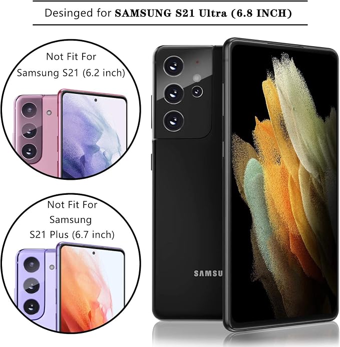LYWHL [2+2 Pack for Samsung Galaxy S21 Ultra Privacy Screen Protector [Support Fingerprint ID] Anti-Spy Full Adhesive Flexible Film + Camera Lens Glass Protector for Galaxy S21 Ultra 6.8” 5G 2021 - Image 7