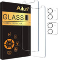 Ailun Screen Protector + Camera Lens Protector for iPhone 12, 2+2 Pack | 6.1 Inch, Tempered Glass Film, HD by Ailun