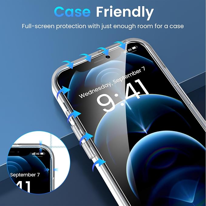 Fotbor for [3+3 Pack] iPhone 12 Mini Screen Protector with Camera Lens Protector, 9H Shatterproof Tempered Glass Film with Easy Installation Frame, HD Clear Sensitive Full Coverage 5.4 Inch - Image 8