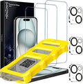 TZGZT 3 Pack Screen Protector for iPhone 15, Tempered Glass, Case Friendly | 9H+ Hardness, Military Grade Shatterproof, Anti-Scratch, HD, Easy Installation, Bubble Free, Include Camera Lens Protectors by Unknown