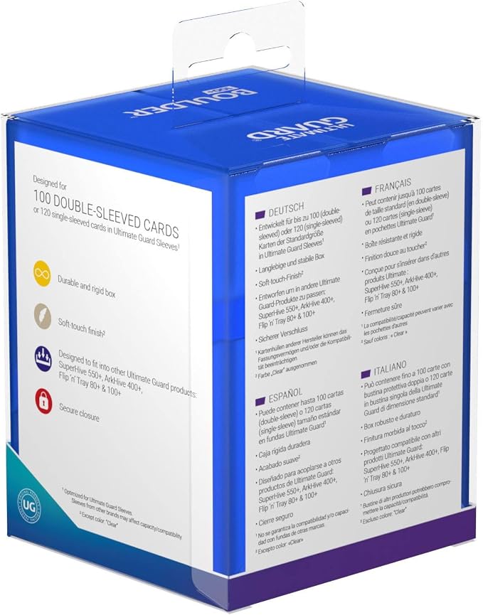 Ultimate Guard Boulder 100+ Classic, Deck Case for 100 Double-Sleeved TCG Cards, Sapphire, Secure & Durable Storage for Trading Card Games, Soft-Touch Finish - Image 9
