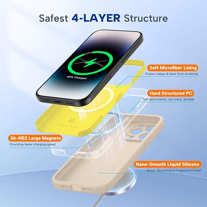 miracase Magnetic for iPhone 14 Pro Max Case, [Soft Anti-Scratch Microfiber Lining], Compatible with MagSafe, Silicone Shockproof Protection Phone Case for iPhone 14 Pro Max,Sand - Image 4