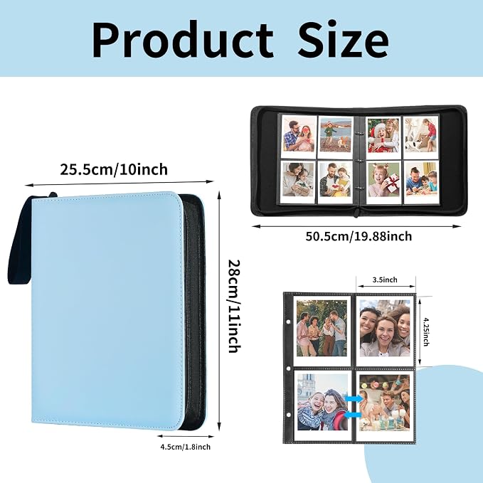 Polaroid Photo Album Book with 240 Pockets 3.5x4.25 Inch Pictures Fits for Polaroid i-Type, 600, SX-70，Go instant photos and Fujifilm Instax Wide Square Photos (Pastel Blue) - Image 2