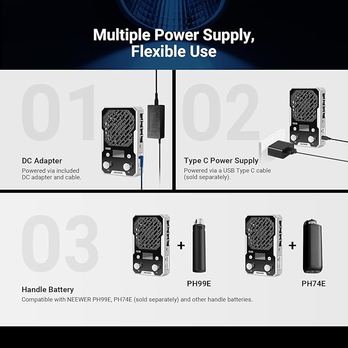 NEEWER 100W Ultra Compact LED Video Light APP/Panel Control, Pocket Size Bi Color COB Continuous Output Lighting with 4 Dimming Curves/2700K-6500K/CRI96+ for Studio Photography Recording, FS100B - Image 6