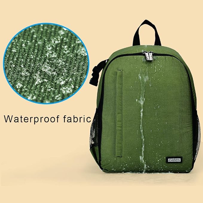 CADeN Camera Backpack Bag Professional for DSLR/SLR Mirrorless Camera Waterproof, Camera Case Compatible for Sony Canon Nikon Camera and Lens Tripod Accessories Green - Image 6