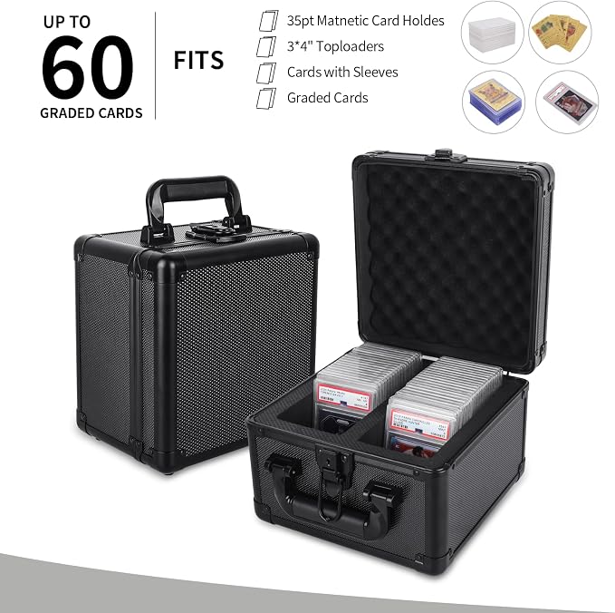 KAGSWAMO Graded Card Storage Box, Holds 60+ PSA Slab Card Case for Graded Cards Sports Cards, Baseball Trading Card Case Holder Fits PSA, CSG, BGS and Top Loaders - Image 2