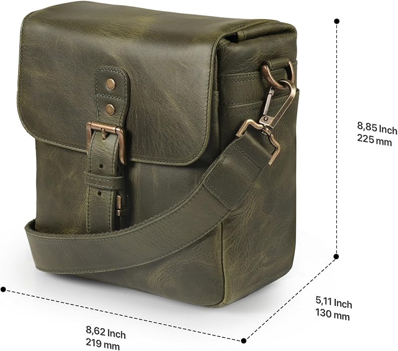 MegaGear Genuine Leather Camera Messenger Bag Mirrorless Portable electronic device cover - Image 5