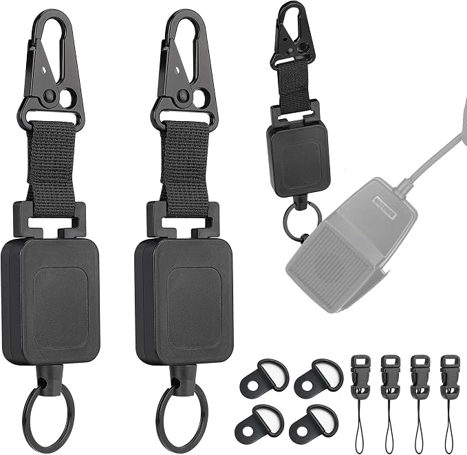 fantaseal 2-Pack Retractable Steel Rope CB Mic Hanger Holder Microphone Car Mount Lanyard Hook Mounting Kit-Rectangle by Fantaseal